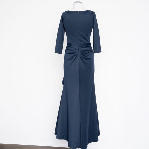 Xscape - New! Lexi Long Sleeve Scuba Ruched Side Gown. - Picture 3 of 10